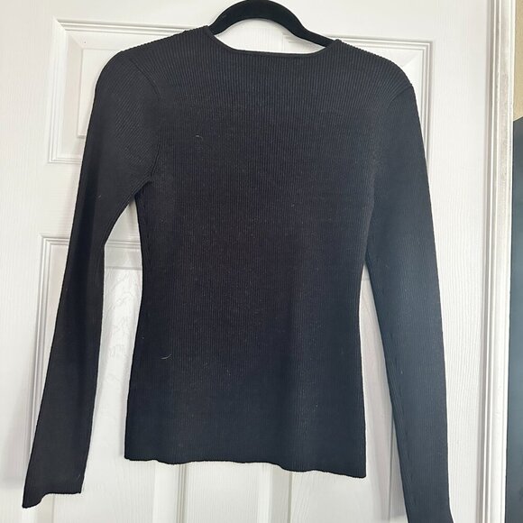 DKNY Ribbed Sparkle Knit Cut Out Long Sleeve Sweater Top Size Medium - Picture 6 of 7